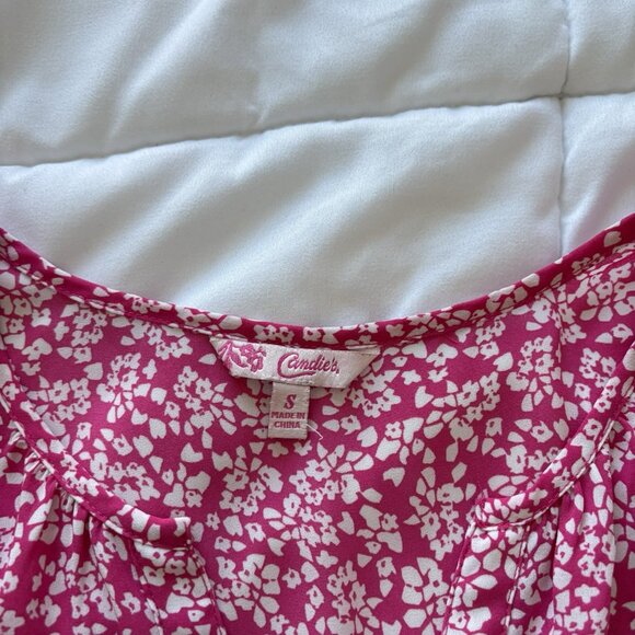 Vintage 90s Candies Sleeveless Tank Top Womens Size Small Pink White Floral Y2K - Picture 2 of 9